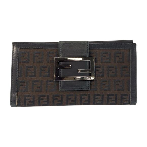 Fendi Zucchino Canvas Leather Long Wallet - Picture 1 of 10